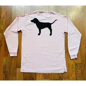 Victoria's Secret PINK Women's S Long Sleeve Shirt Dog Light Pink Strappy V-Neck